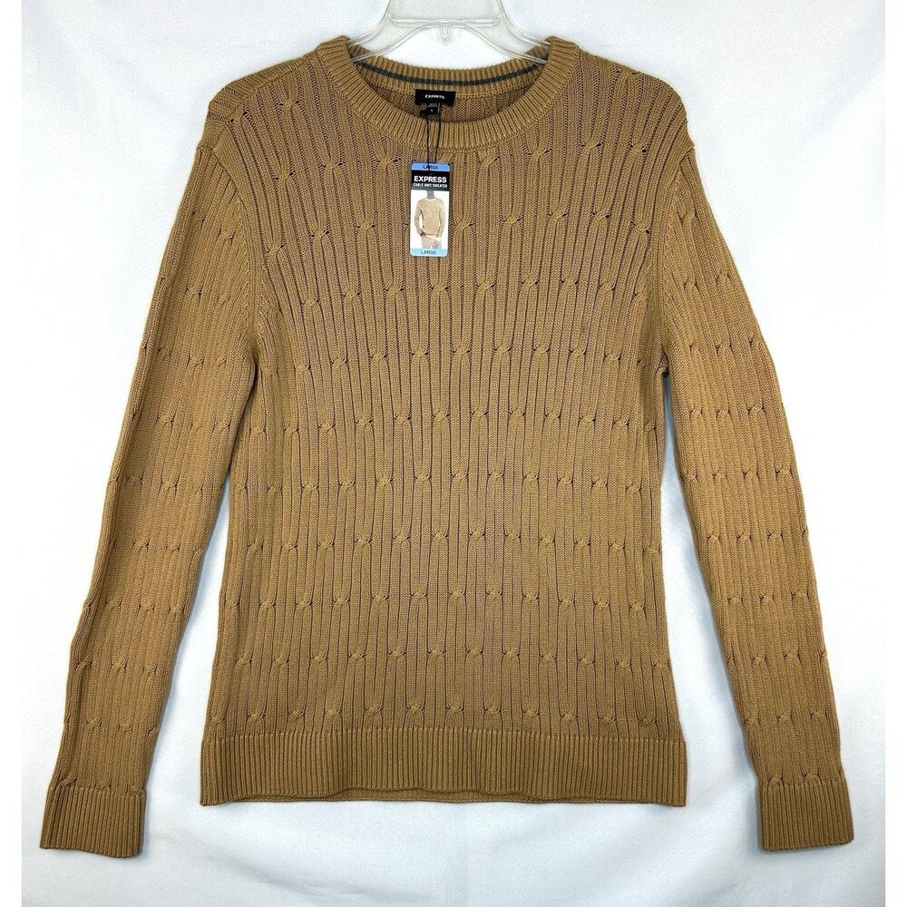Express Cable Knit Sweater Brown/Pecan Men's Size Large Pullover